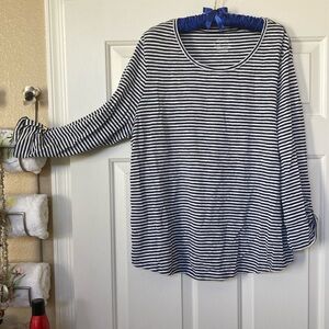 NWT Chicos Cotton Slub Utility SLV Lurex Top
